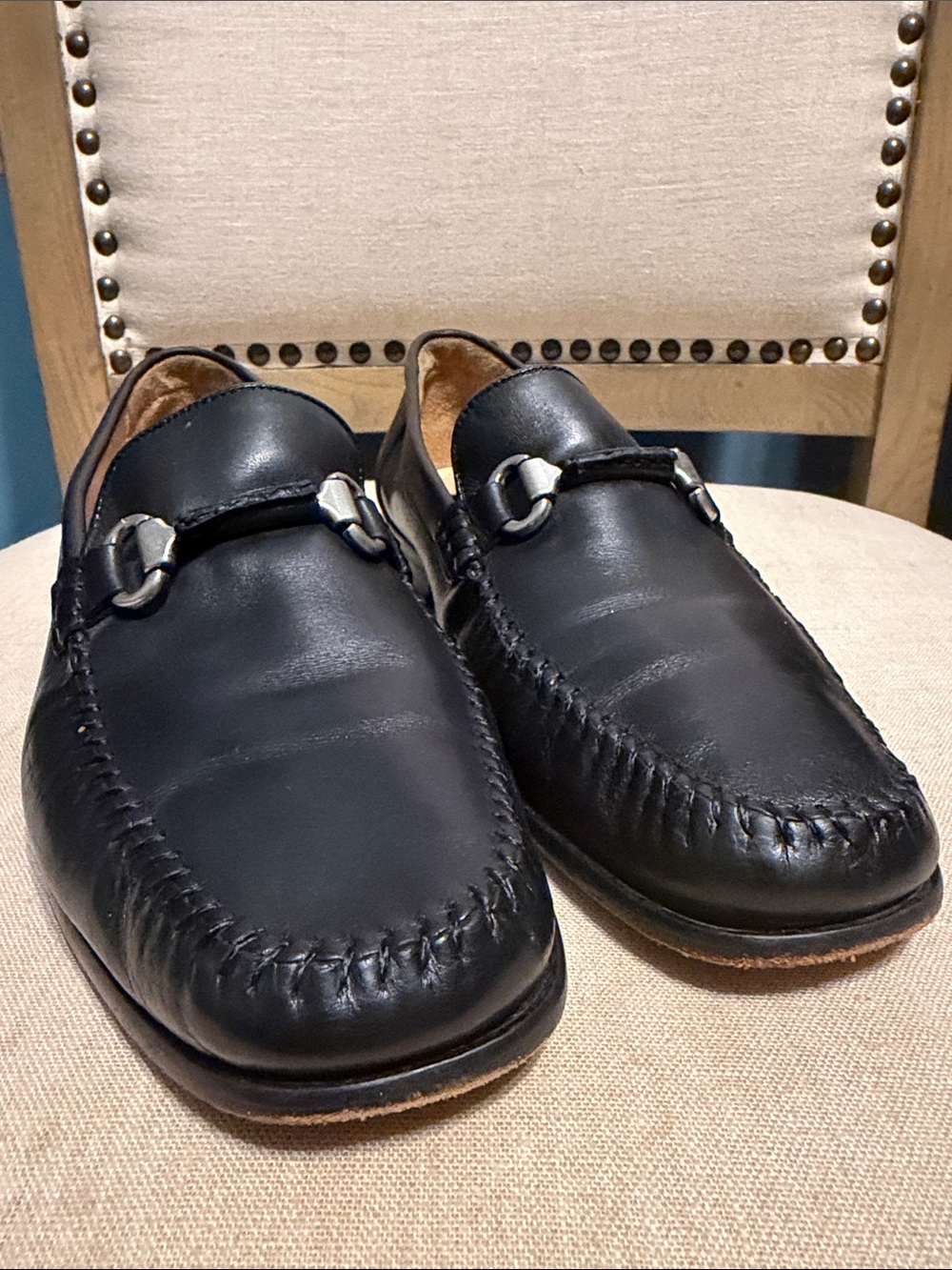 Sandro Moscoloni Black Leather Bit Loafers Size 9